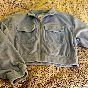 Aerie Blue Corduroy Cropped Jacket women’s medium